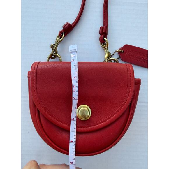 Vintage COACH Leather Mini Convertible Crossbody Belt Bag RARE RED USA 9826 - Picture 12 of 14